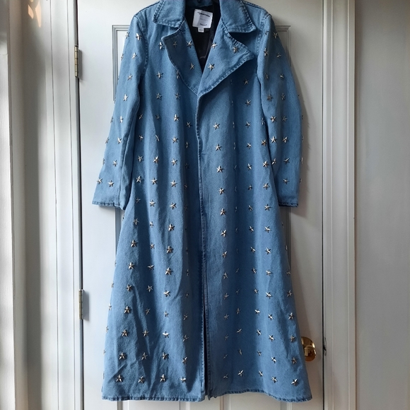 Free People x Understated Star Studded Denim Trench New - Picture 5 of 9